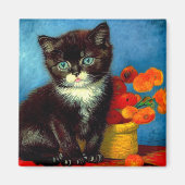 Van Gogh Tuxedo Cat Magnet (Vorne)