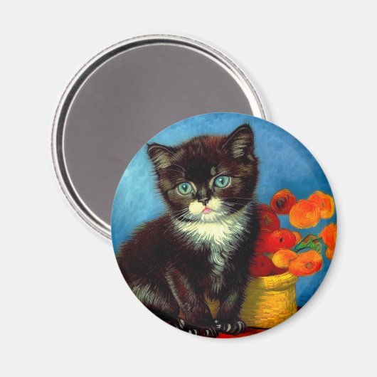 Van Gogh Tuxedo Cat Magnet (Vorderseite/Rückseite)
