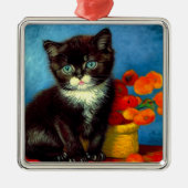 Van Gogh Tuxedo Cat Ornament Aus Metall (Vorne)