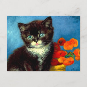 Van Gogh Tuxedo Cat Postkarte
