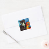 Van Gogh Tuxedo Cat Quadratischer Aufkleber (Umschlag)