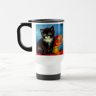 Van Gogh Tuxedo Cat Reisebecher