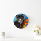 Van Gogh Tuxedo Cat Runde Wanduhr (Zuhause)