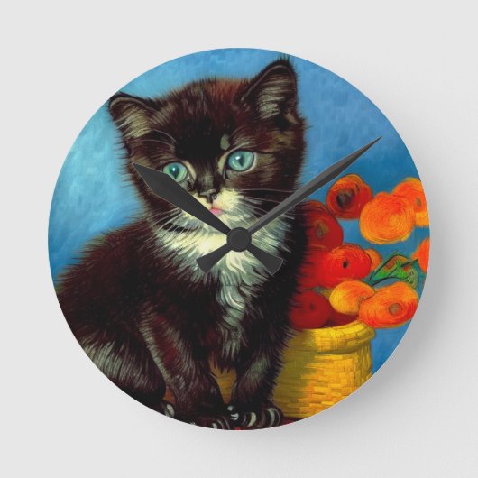 Van Gogh Tuxedo Cat Runde Wanduhr (Vorderseite)