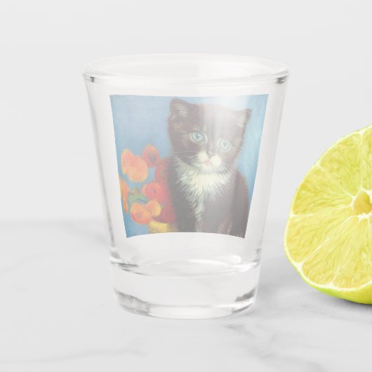 Van Gogh Tuxedo Cat Schnapsglas (Rückseite)