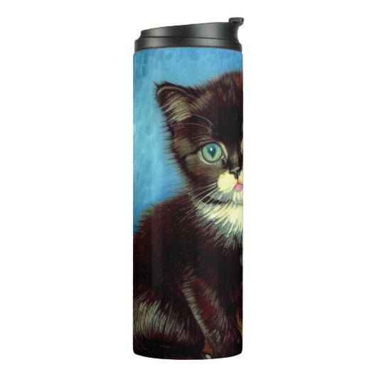 Van Gogh Tuxedo Cat Thermosbecher (Nach links gedreht)