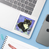 Van Gogh Tuxedo Kitten Aufkleber (Laptop mit iPhone)