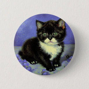 Van Gogh Tuxedo Kitten Button