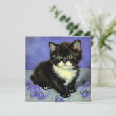 Van Gogh Tuxedo Kitten Einladung (Stehend Vorderseite)