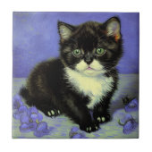 Van Gogh Tuxedo Kitten Fliese (Vorderseite)