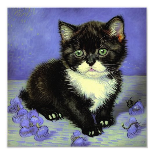 Van Gogh Tuxedo Kitten Fotodruck (Vorne)