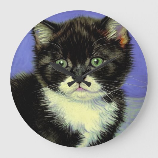 Van Gogh Tuxedo Kitten Große Wanduhr (Vorderseite)