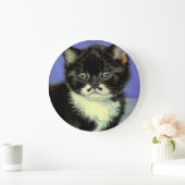 Van Gogh Tuxedo Kitten Große Wanduhr (Zuhause)