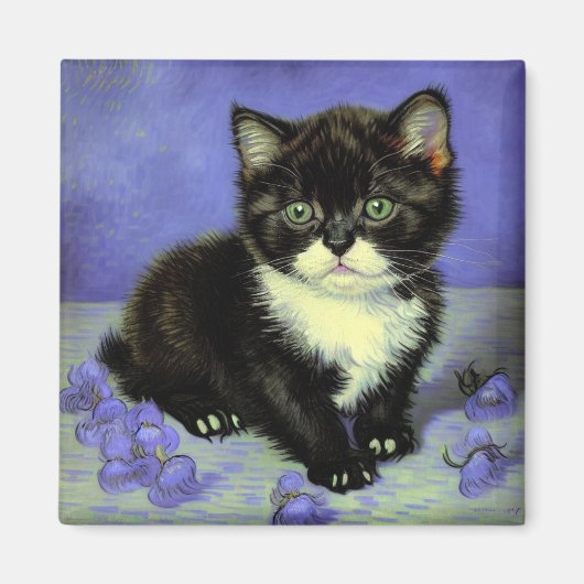 Van Gogh Tuxedo Kitten Magnet (Vorne)