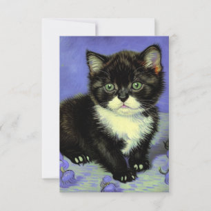 Van Gogh Tuxedo Kitten RSVP Karte