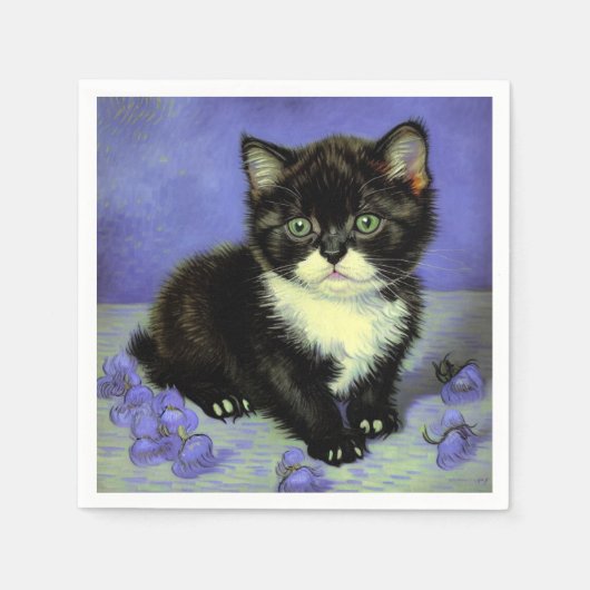 Van Gogh Tuxedo Kitten Serviette (Vorderseite)