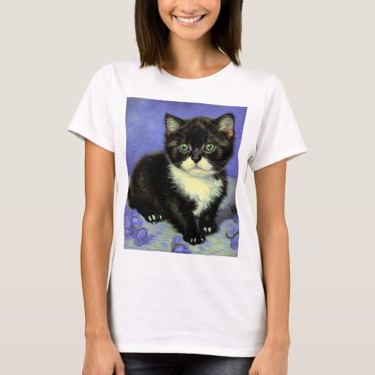 Van Gogh Tuxedo Kitten T-Shirt (Vorderseite)