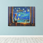 Van Gogh und die sternigen Nachtfechten Leinwanddruck (Insitu (Holzboden))
