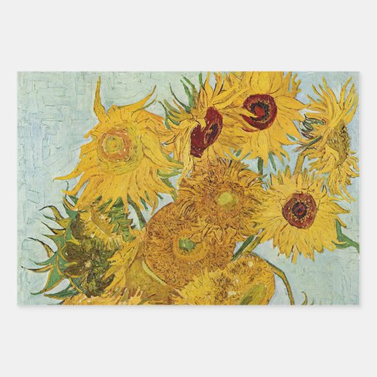Van Gogh - Vase mit 12 Sonnenblumen Geschenkpapier Set (Vorderseite)
