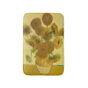 Van Gogh - Vase mit 15 Sonnenblumen Badematte