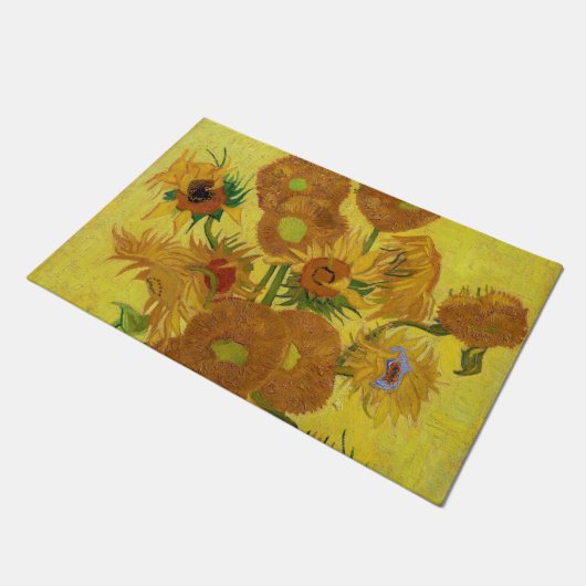 Van Gogh - Vase mit 15 Sonnenblumen Fußmatte (Schrägansicht)