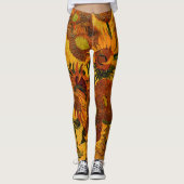 Van Gogh - Vase mit 15 Sonnenblumen Leggings (Vorderseite)