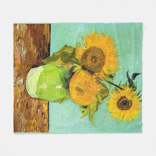 Van Gogh, Vase mit 3 Sonnenblumen Fleecedecke (Vorderseite (Horizontal))