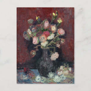 Van Gogh-Vase mit chinesischen Astern und Gladiole Postkarte