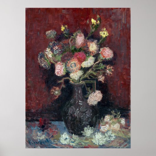 van Gogh Vase mit chinesischen Astern und Gladioli Poster (Vorne)