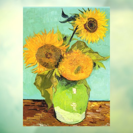 Van Gogh - Vase mit drei Sonnenblumen Fensteraufkleber (Blatt 3)