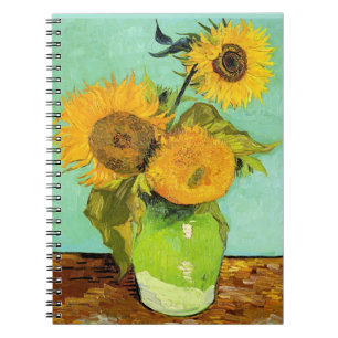 Van Gogh, Vase mit drei Sonnenblumen Notizblock