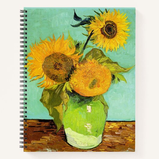 Van Gogh, Vase mit drei Sonnenblumen Notizblock (Vorderseite)