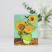 Van Gogh - Vase mit drei Sonnenblumen Postkarte (Stehend Vorderseite)