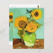 Van Gogh - Vase mit drei Sonnenblumen Postkarte (Vorne/Hinten)