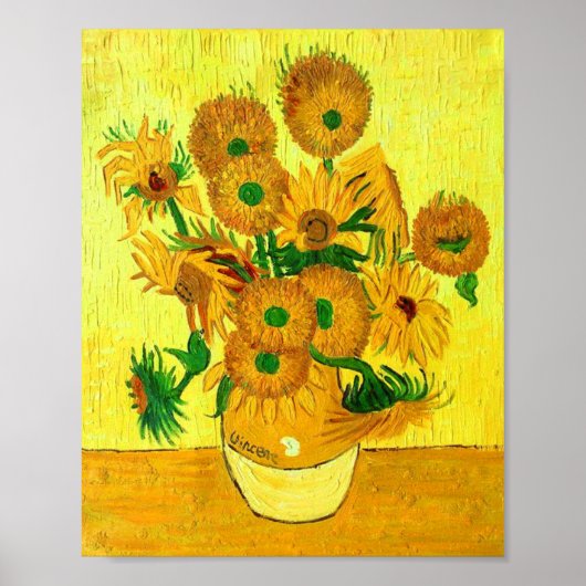 Van Gogh Vase mit fünfzehn Sonnenblumen Poster (Vorne)