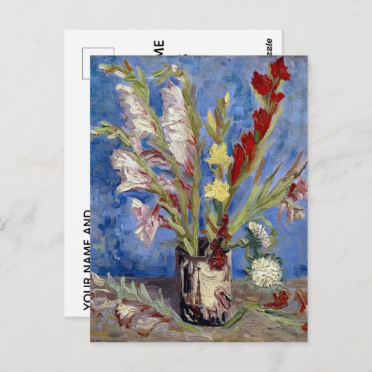 Van Gogh. Vase mit Gladioli und China Asters. Postkarte (Vorne/Hinten)