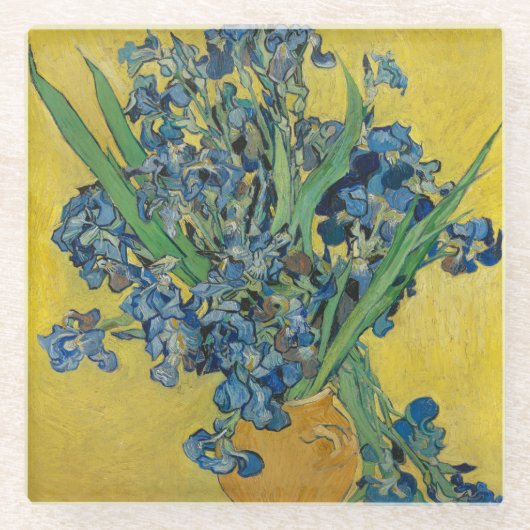Van Gogh Vase mit Ire Classic Impressionismus Glasuntersetzer (Vorderseite)