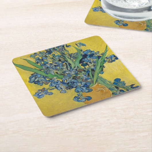 Van Gogh Vase mit Ire Classic Impressionismus Rechteckiger Pappuntersetzer (angewinkelt)