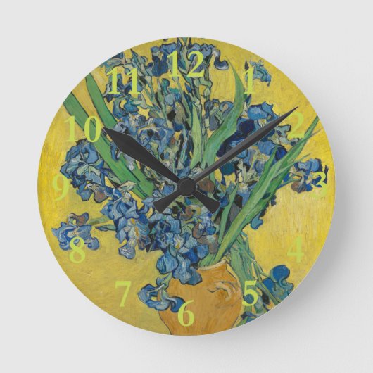 Van Gogh Vase mit Ire Classic Impressionismus Runde Wanduhr (Vorderseite)