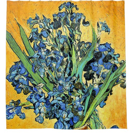 Van Gogh - Vase mit irisch-gelbem Hintergrund Duschvorhang (Vorderseite)