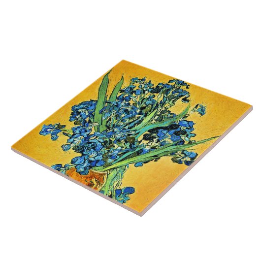 Van Gogh - Vase mit irisch-gelbem Hintergrund Fliese (Seite)
