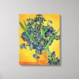 Van Gogh - Vase mit irisch-gelbem Hintergrund Leinwanddruck