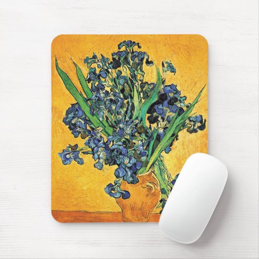 Van Gogh - Vase mit irisch-gelbem Hintergrund Mousepad (Mit Mouse)