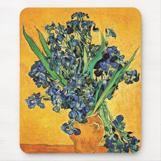 Van Gogh - Vase mit irisch-gelbem Hintergrund Mousepad (Vorne)