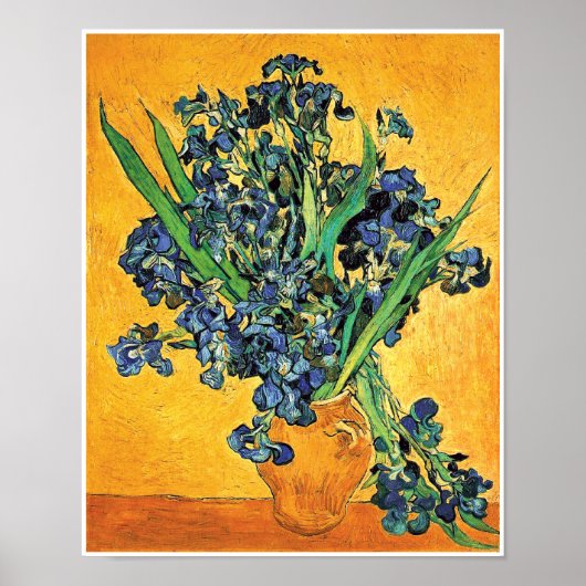 Van Gogh - Vase mit irisch-gelbem Hintergrund Poster (Vorne)