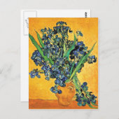 Van Gogh - Vase mit irisch-gelbem Hintergrund Postkarte (Vorne/Hinten)