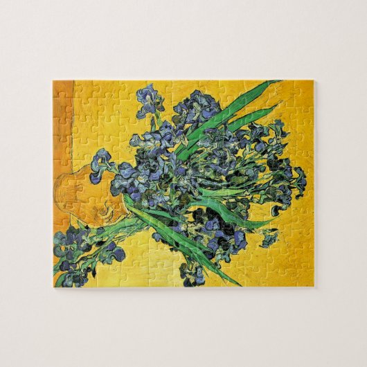Van Gogh - Vase mit irisch-gelbem Hintergrund Puzzle (Horizontal)
