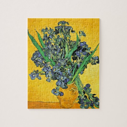 Van Gogh - Vase mit irisch-gelbem Hintergrund Puzzle (Vertikal)