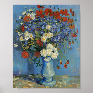 Van Gogh-Vase mit Kornblumen und Mohn Poster