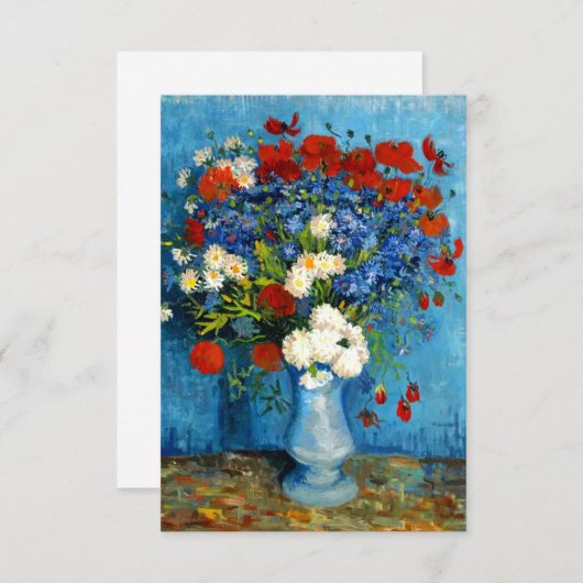 Van Gogh Vase mit Kornblumen und Pflaumen Begleitkarte (Vorne/Hinten)